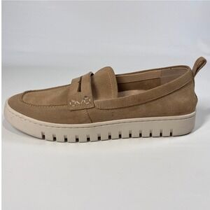 Vionic Uptown Suede Platform Loafers Women's 9 Tan Beige Slip On Comfort Shoes